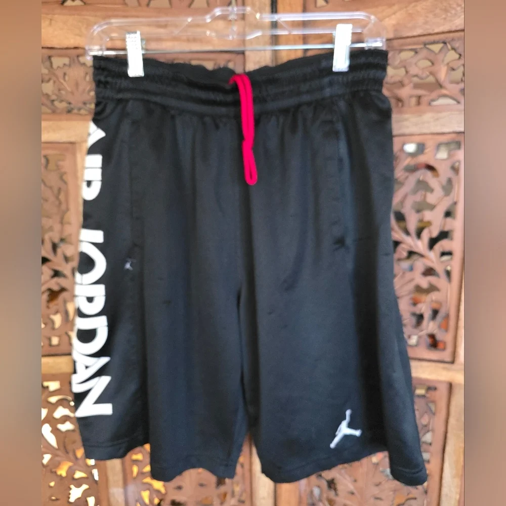 Jordan Black Athletic Shorts with Red Drawstring